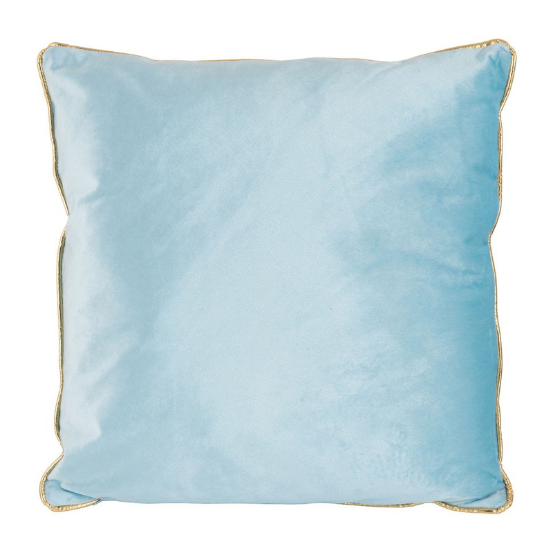 Sierkussen met gouden rand - blauw - 45x45 cm