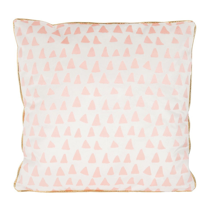 Sierkussen met gouden rand - roze - 45x45 cm