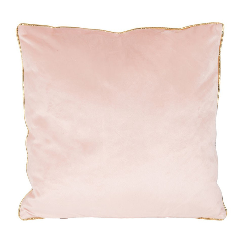 Sierkussen met gouden rand - roze - 45x45 cm
