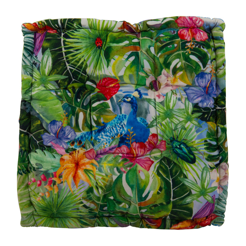 Matraskussen jungle pauw -multikleur - 45x45 cm
