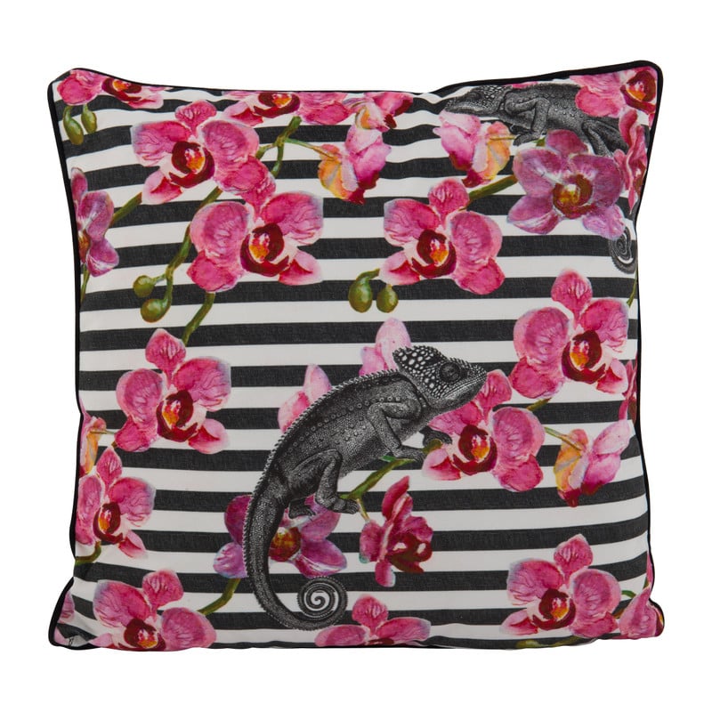 Sierkussen orchidee kameleon - multikleur - 45x45 cm