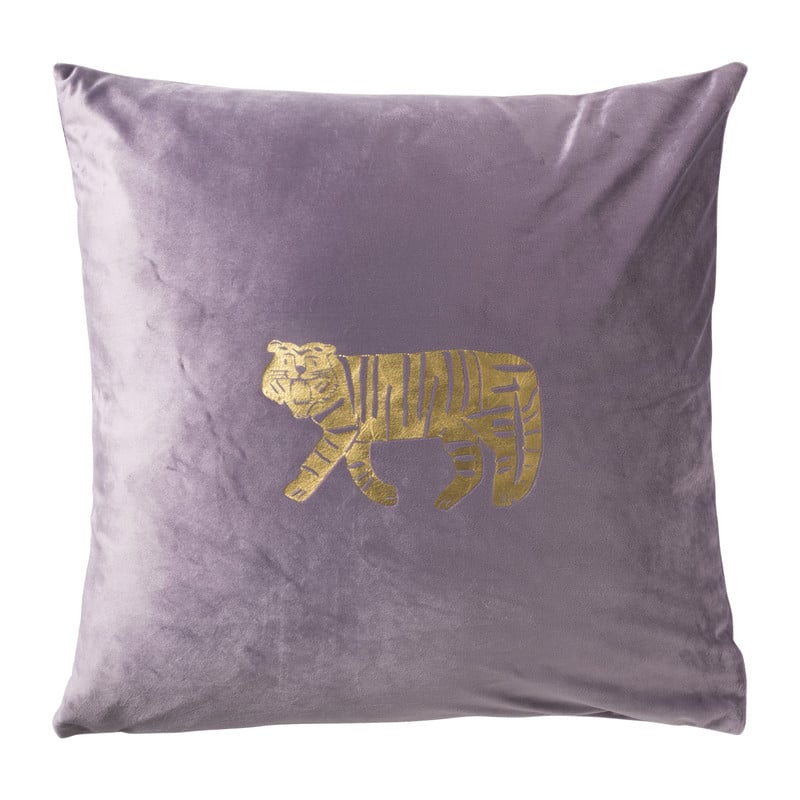 Sierkussen tijger - paars/goud - 45x45 cm