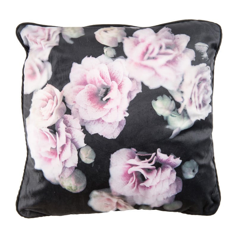 Sierkussen bloemenprint - roze - 45x45 cm