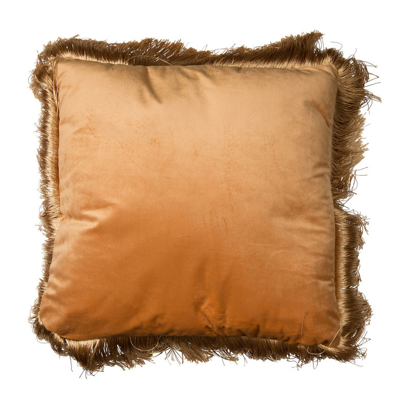 Sierkussen fluweel franjes - 45 x 45 - geel