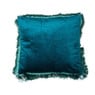 Sierkussen met franjes 45 x 45 cm - blauw -