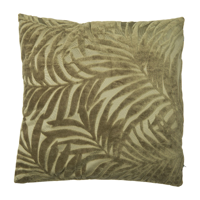 Kussen blad reliëf - groen - 45x45 cm