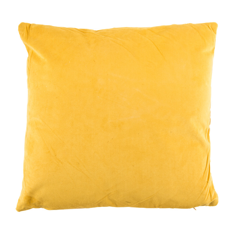Kussen blad reliëf - okergeel - 45x45 cm