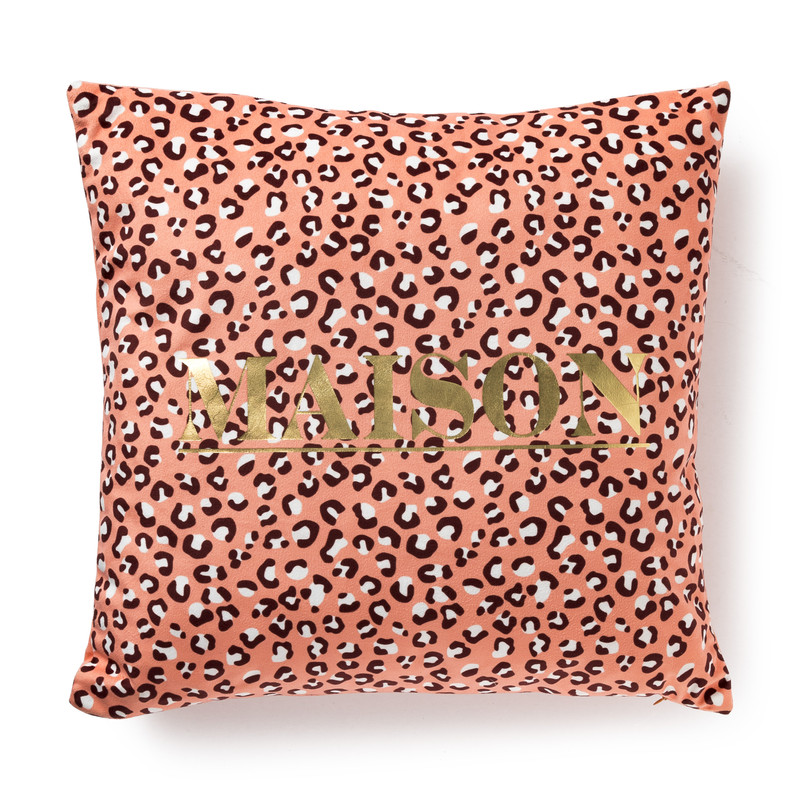 Sierkussen Maison luipaard - oranje - 45x45 cm