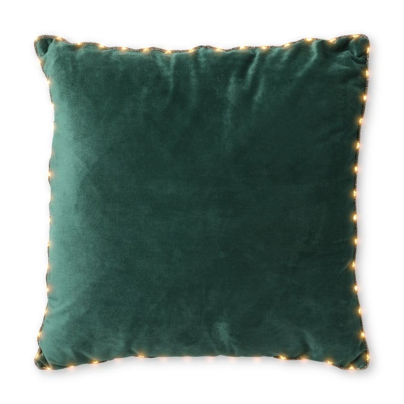 Sierkussen LED lichtjes - groen - 45x45 cm 