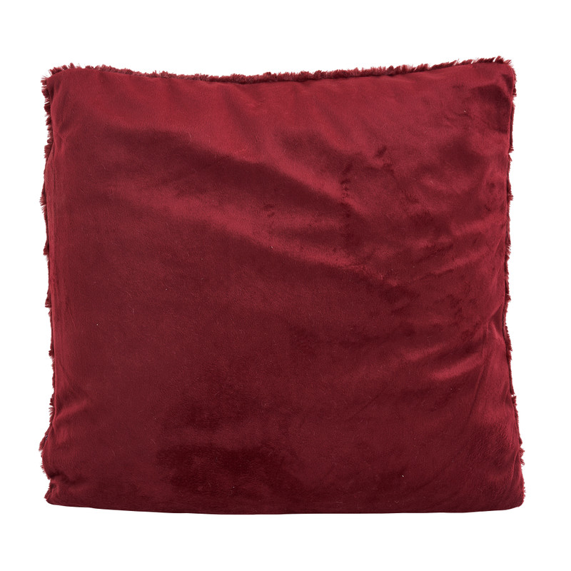 Sierkussen bont met dessin - rood - 45x45 cm 