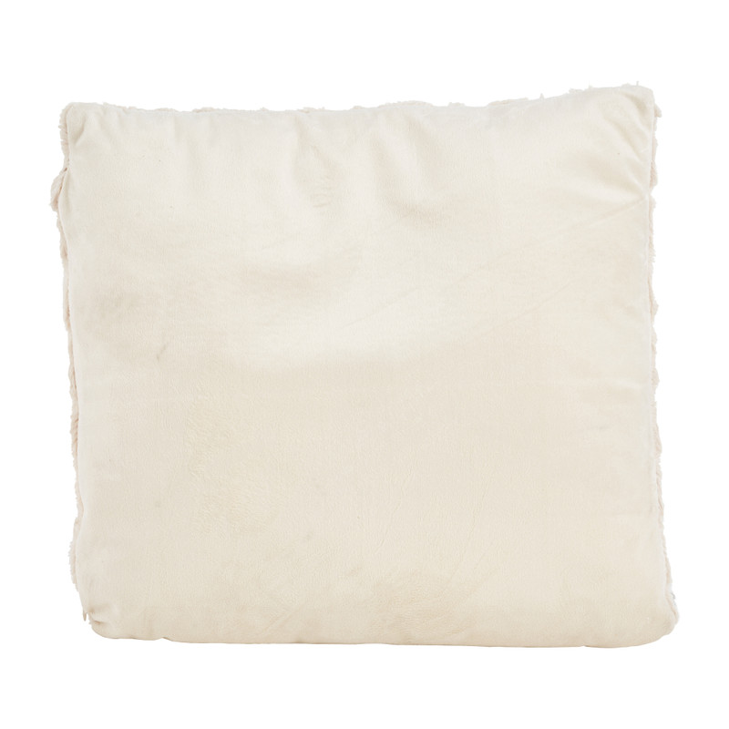 Sierkussen bont met dessin - beige - 45x45 cm 