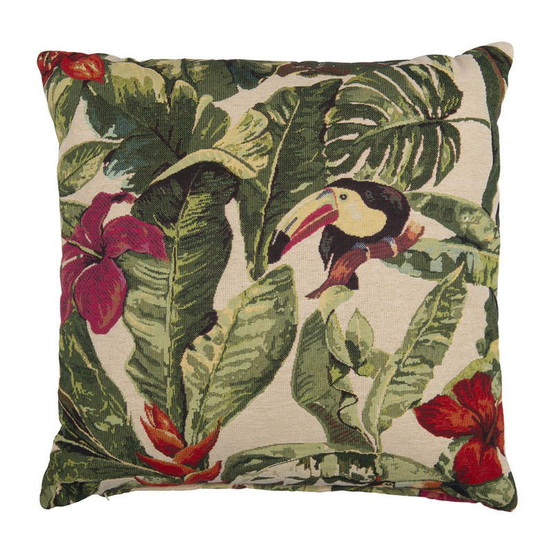 Sierkussen vogel design - groen - 45x45 cm 