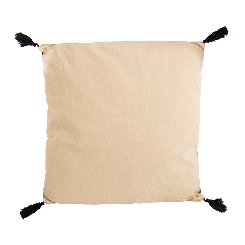 Sierkussen gestreept met kwastjes - zwart/wit - 45x45 cm
