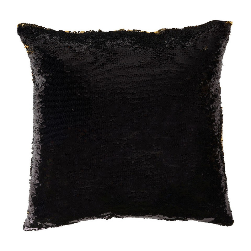 Sierkussen pailletten - zwart/goudkleurig - 43x43 cm