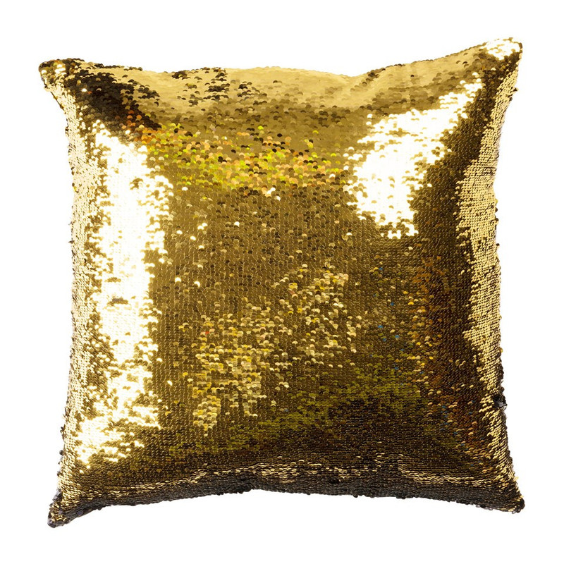 Sierkussen pailletten - zwart/goudkleurig - 43x43 cm