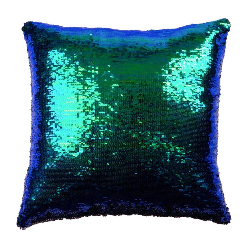 Sierkussen pailletten - groen/blauw - 43x43 cm