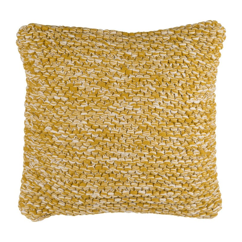 Kussen gemêleerd - okergeel/wit - 45x45 cm