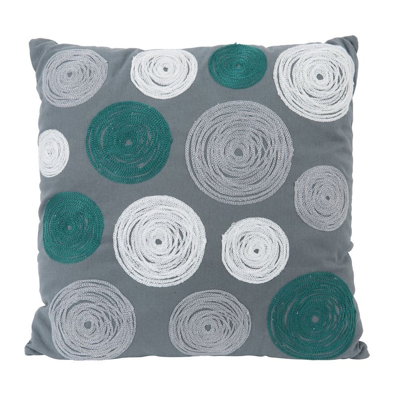 Sierkussen cirkels - grijs/groen - 45x45 cm 