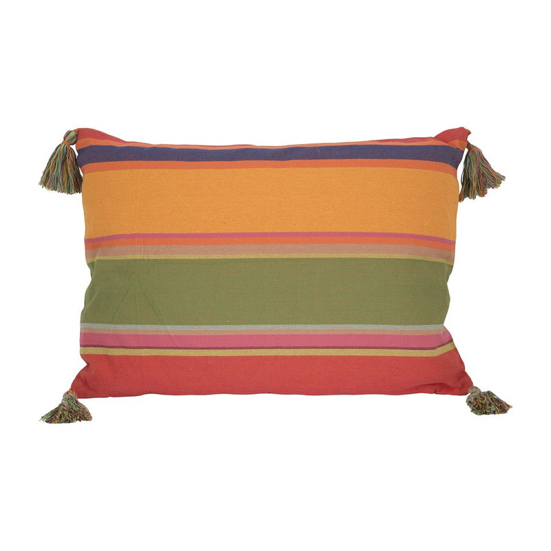 Sierkussen langwerpig streep - 50x35x10 cm - multikleur