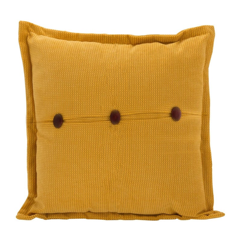 Kussen met knopen – geel – 45x45 cm