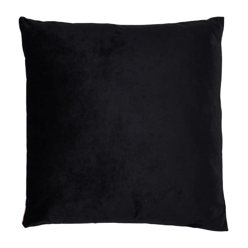 Sierkussen fluweel bloemen - zwart - 45x45 cm