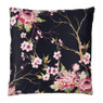 Sierkussen fluweel bloemen - zwart - 45x45 cm
