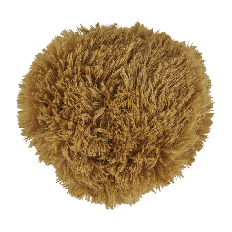 Sierkussen imitatie bont - okergeel - ⌀20 cm