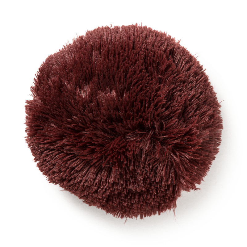 Sierkussen imitatie bont - bordeauxrood - ⌀20cm