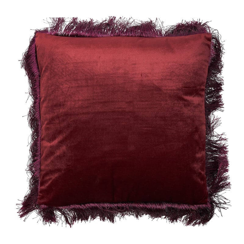 Sierkussen met franje - bordeauxrood - 45x45 cm