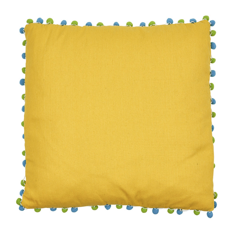 Sierkussen pompom - geel - 45x45 cm 