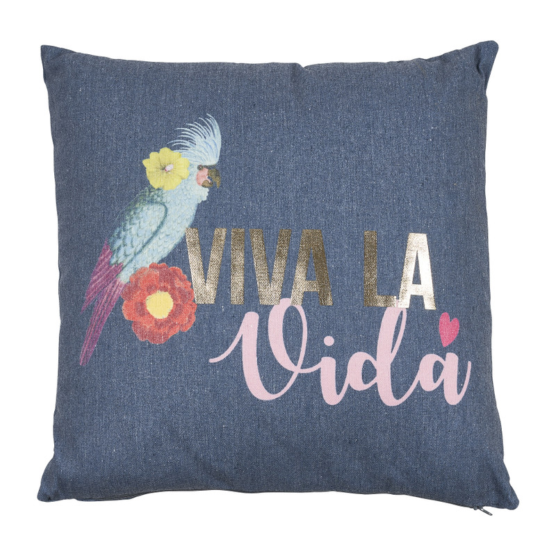 Sierkussen viva la vida - blauw - 45x45 cm