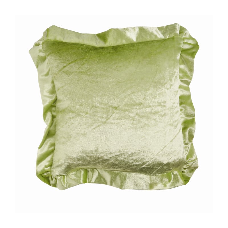 Sierkussen velvet met volant - groen - 40x40 cm 