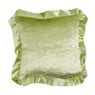 Sierkussen velvet met volant - groen - 40x40 cm 