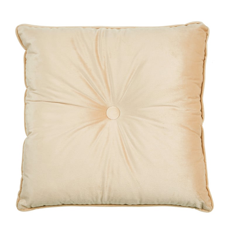 Sierkussen met knoop - beige - 45x45 cm 