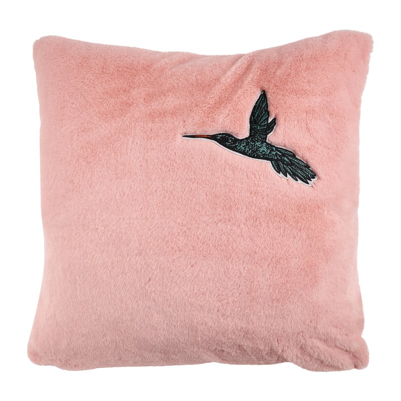 Sierkussen colibri - roze - 45x45 cm 