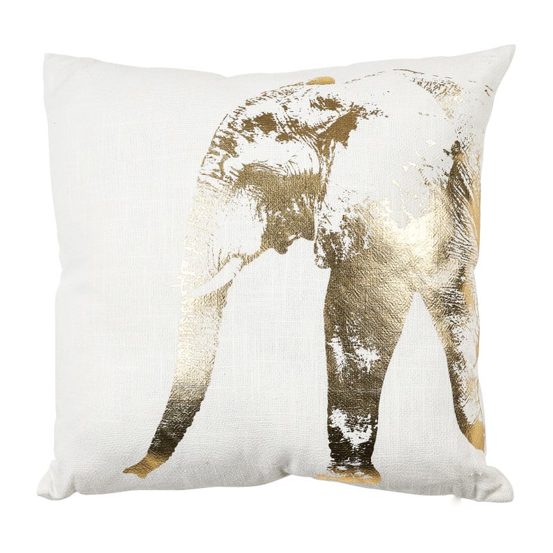 Linnen sierkussen olifant - goudkleurig  - 45x45 cm
