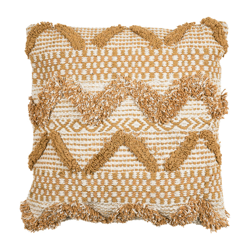 Sierkussen zigzag dessin - geel - 45x45 cm 