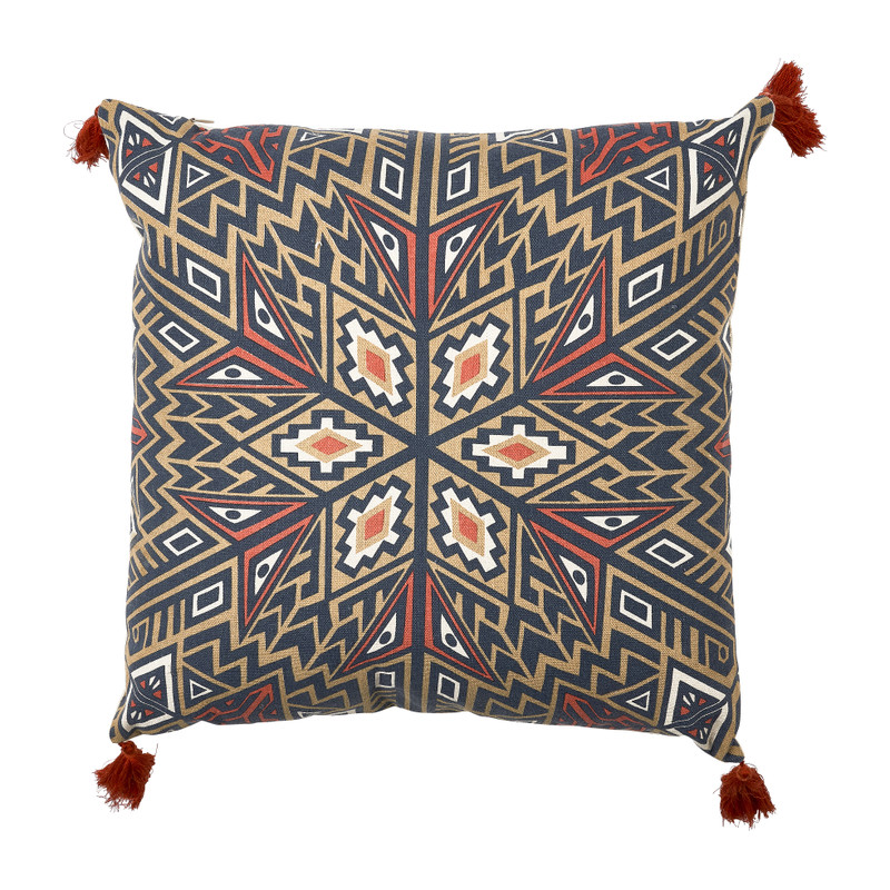 Sierkussen mandala met kwastjes - rood - 45x45 cm
