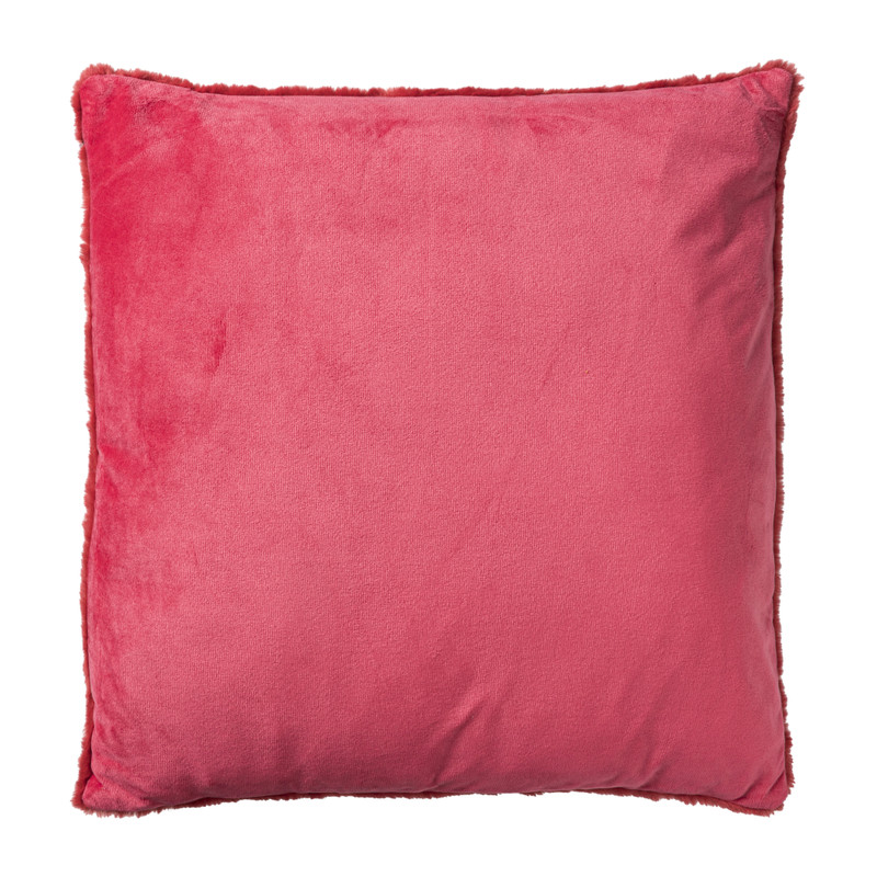 Kussen imitatie bont - rood - 45x45 cm 