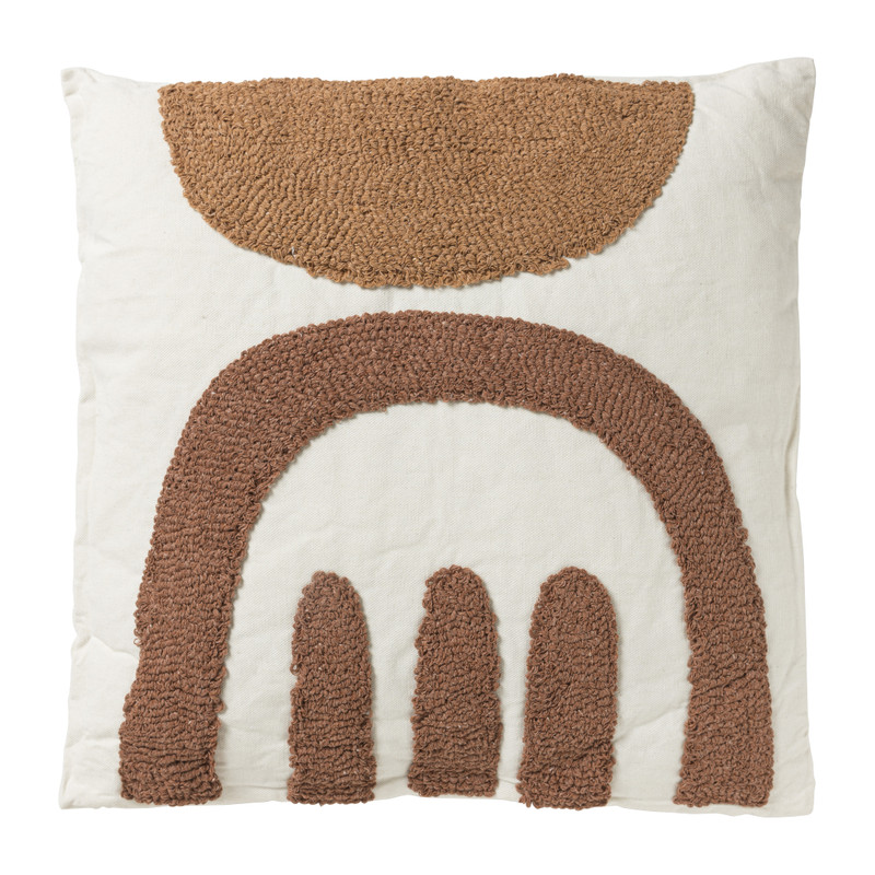 Sierkussen retro boog - bruin/naturel -  45x45 cm