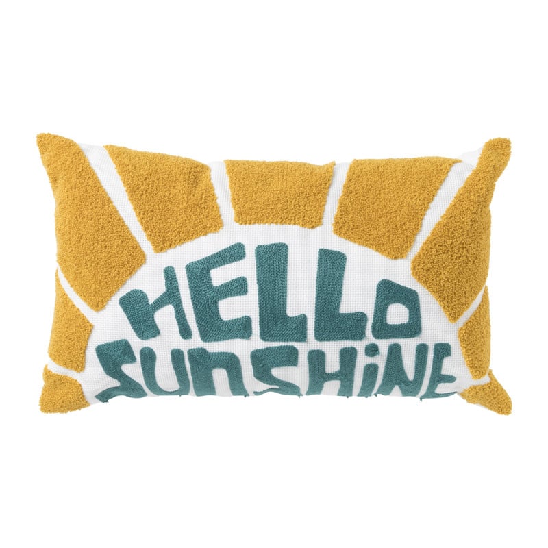 Sierkussen hello sunshine - groen/ geel - 50x30 cm 