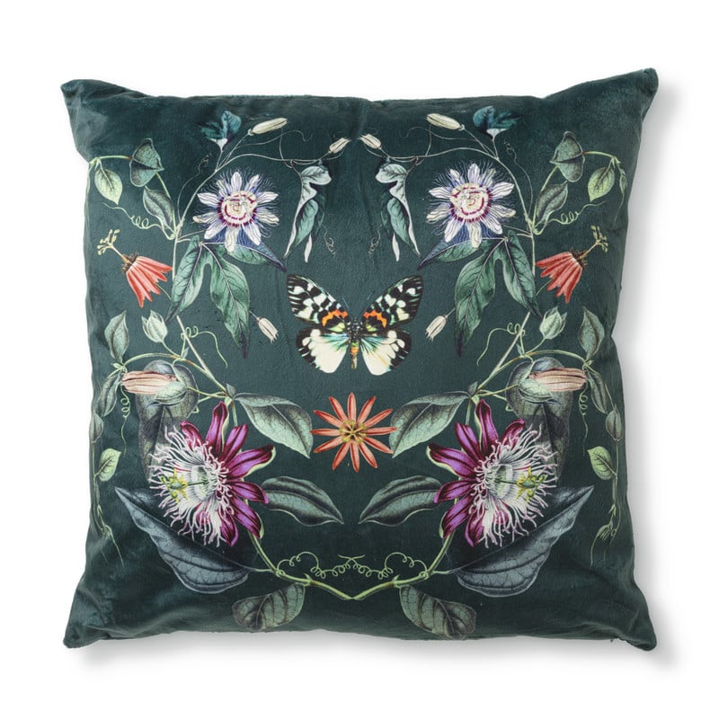 Sierkussen botanische vlinder  - groen - 45x45 cm 