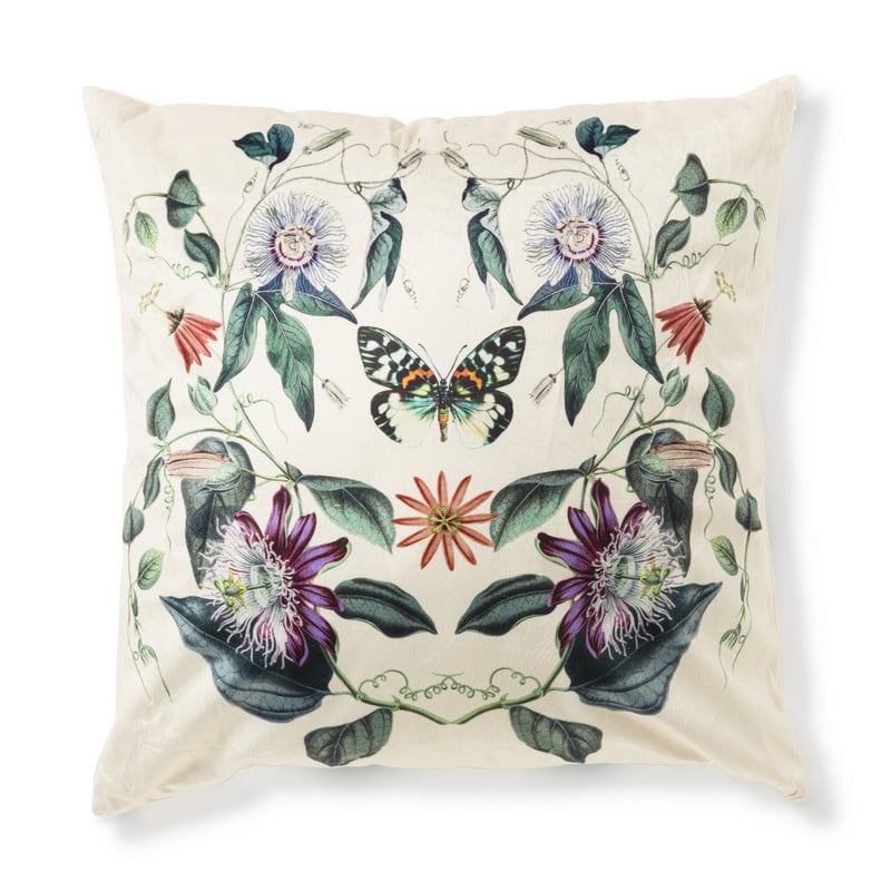 Sierkussen botanische vlinder - wit - 45x45 cm 