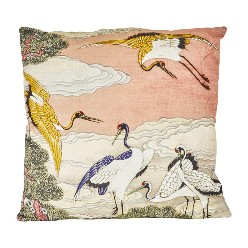 Sierkussen kraanvogel - roze - 45x45 cm