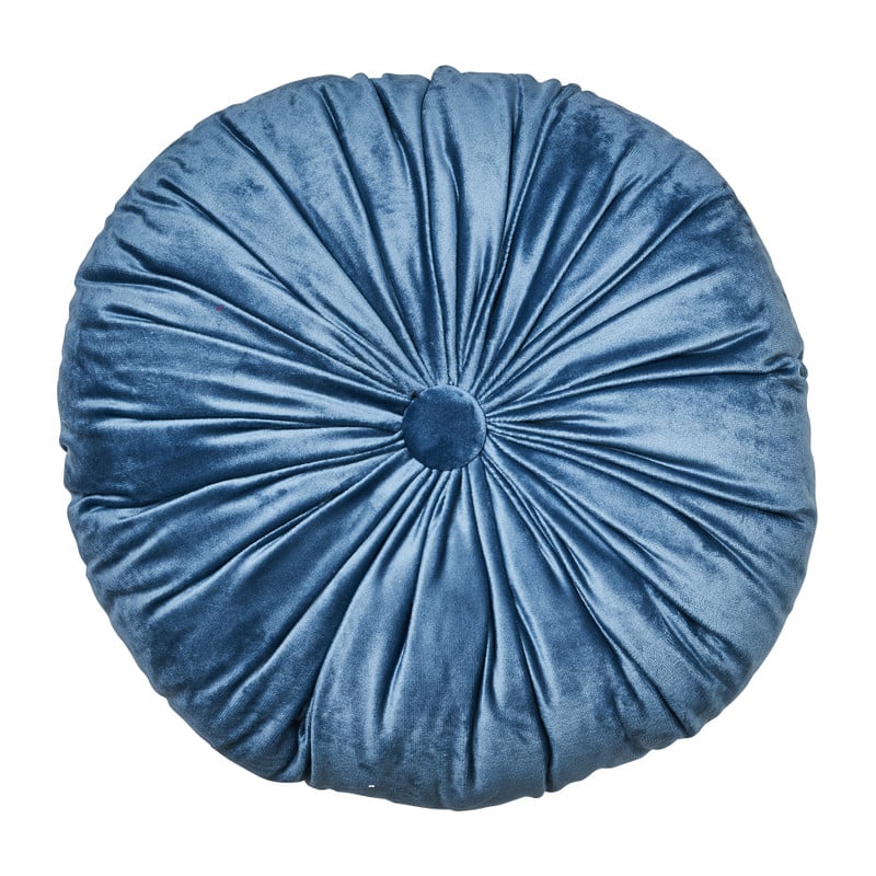 Sierkussen velvet rond - blauw - ?40 cm