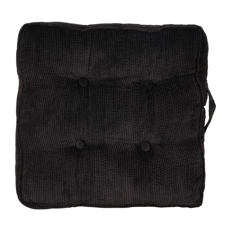 Matraskussen rib - zwart - 45x45x6 cm