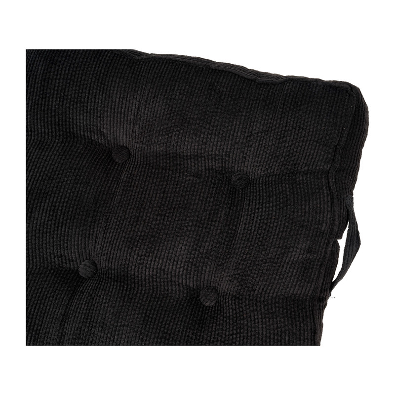 Matraskussen rib - zwart - 45x45x6 cm