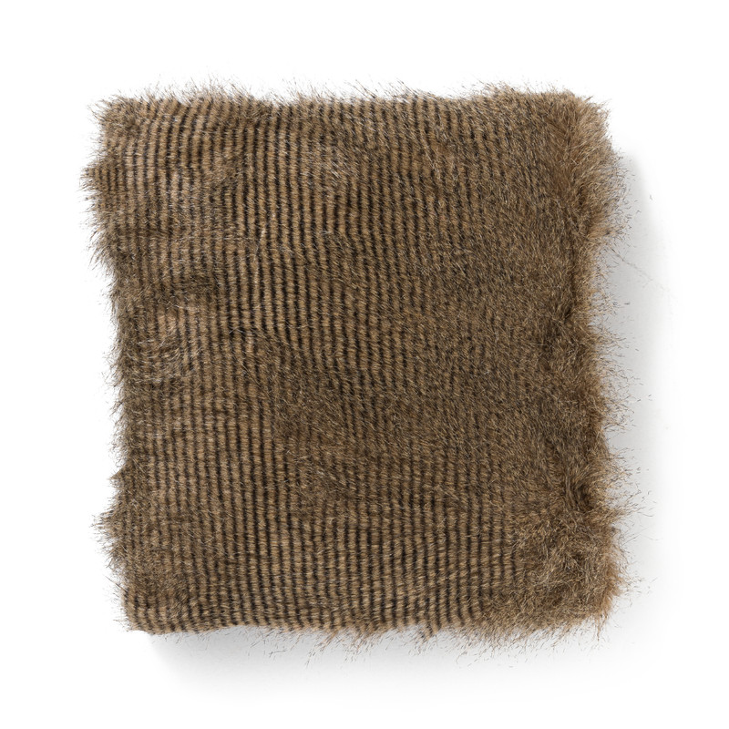 Sierkussen vacht langharig - bruin - 45x45 cm