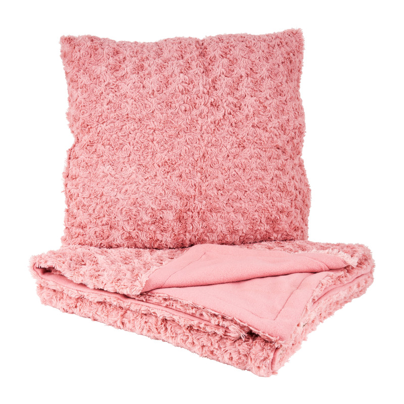 Sierkussen en plaid set - roze