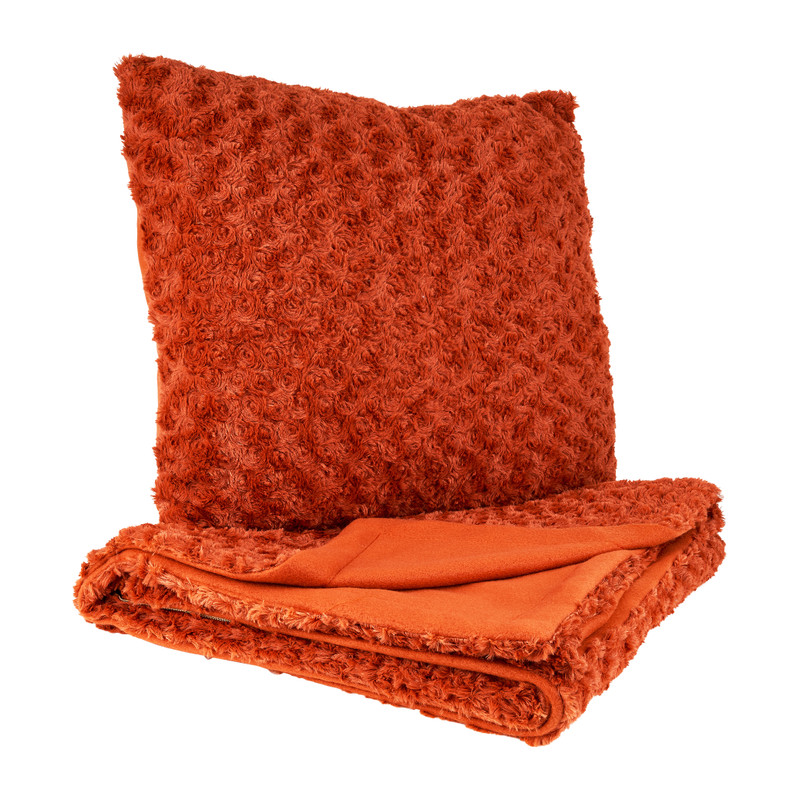 Sierkussen en plaid set - terracotta